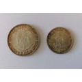 Pair RSA 1964 20c and 10c uncirculated Silver coins