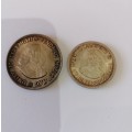 Pair RSA 1964 20c and 10c uncirculated Silver coins