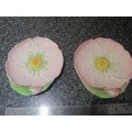 A Rare Carlton ware Pink Buttercup  2 Side pate sized plates - Circa 1934-1936