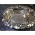 Art nouveau Sterling Silver Bowl with chased & cutaway Flowers