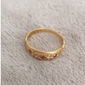 A Victorian Lady`s Gold 15ct Gypsy Ruby Ring