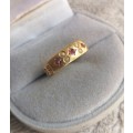 A Victorian Lady`s Gold 15ct Gypsy Ruby Ring