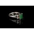 Art Deco 18K white gold 1.1ct Emerald ring,