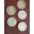 A collection of 5 George v tickey
