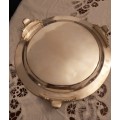 A vintage silver plated footed tray