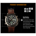 Men Watches BOAMIGO 30M Waterproof Scratchproof Brown Leather Digital Analog with Box CRAZY R300