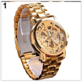 Men Watches Rose Gold Mechanical Numeral Hollow Skeleton CRAZY R250