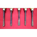 SET OF 5 VINTAGE CARVING CHISELS - SOLID - PICTURES ARE PART OF THE DESCRIPTION