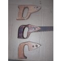 3 SAW HANDLES WITH 1 BLADE - CONDITION AS REFLECTED IN THE PICTURES