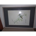 ASIAN  BIRD ART - JAPANESE / CHINESE - 72cm x 50cm   - PLEASE SEE PICTURES