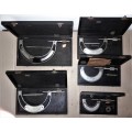 Set of 5 Helios micrometers with original boxes - sizes:  1`-2`,  2`-3`,  3`-4`,  4`-5`,  5`-6`,