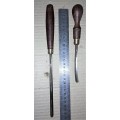 2 Vintage gorge chisels -straight & curved  - as per pictures