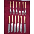 Vintage John Sherwood & Sons (JS&S) Argyle triple plate Fish Knives & Forks 6ea  - as per pictures