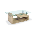 Coffee Tables - Tempered Glass Top - Oak Base