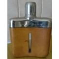 STAINLESS STEEL AND PIGSKIN DECANTER (MADE IN ENGLAND (INSCRIBED 1978)
