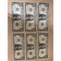 6 USA 1 Dollar bills up for grabs