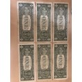 6 USA 1 Dollar bills up for grabs