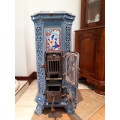 Vintage French Godin Multi-Fuel Cast Iron Fireplace