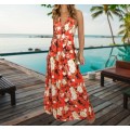 Red Maxi Summer Dress in size S to XL