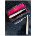 Two Cut Throat Razors in original box : Hurbert M.Fawsitt Co. Sheffield - ivory handles See Photo