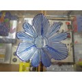 Decorative Blue Glass Leaf-fishtail Texture Bowl