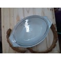 JAJ White Glass floral Casserole Dish - Oval