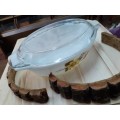 JAJ White Glass floral Casserole Dish - Oval