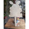 Laser-cut Wooden Bunny on stick - Paint it Yourself!