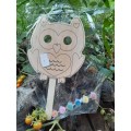 Laser-cut Wooden Owl on stick - Paint it Yourself!