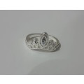 Silver Fashion Ring - Tiara with Rhinestone