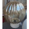 Amber Glass Ceiling Light Ribbed Bowl 17cm