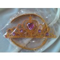 Golden Plastic Crown - Purple Rhinestones