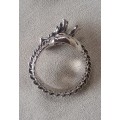 Adjustable Silver Dragon Wrap Fashion Ring - Detailed