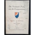 Die Nasionale Party van die Kaapprovinsie Program van Beginsels & Konstitusie 1937