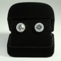 LARGE SOLITAIRE STUD SIM DIAMOND WITH SURROUNDS | SOLID 925 STERLING SILVER | *FREE Gift Included!*