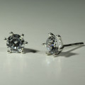 CLASSIC STUD EARRINGS | 5mm ROUND SIMULATED DIAMOND SET IN A 6 CLAW STUD | SOLID 925 STERLING SILVER