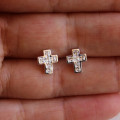 CLASSIC CROSS EARRINGS | 6X SQUARE SIM DIAMONDS | SET IN SOLID 925 SILVER | *FREE Gift Included*