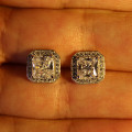 LARGE SQUARE SIM DIAMOND STUD WITH SD SURROUND | SOLID 925 STERLING SILVER | * FREE Gift Included! *