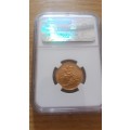 1929 UNION 1 FULL SOVEREIGN 7.948g 22KT. NGC GRADED AU58 - HILLS COLLECTION - RARE