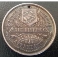Church Regular Attendance medal. St. Lukes Sunday School, Salt River. Silver, 32 mm diameter. Rare