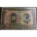 Reserved for Andy. Belgian Congo 50 Francs 1941  note # 623800  - p16a