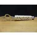 Vintage  Chrome Bar Tool/Game bottle opener with five removable dice on handle.