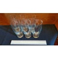 Glasses: Set of 6x Clear glass beer tumblers.