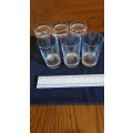 Glasses: Set of 6x small Breakfast juice drinking glasses.  Clear glass.