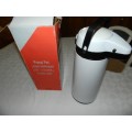 Pump Pot with vacuum insulated glass interior. Hot Coffee/cold water dispenser.