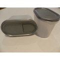 Addis Plastic cereal dispenser/storage container with easy pour Grey lids.