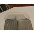Plastic Rectangular storage container set. 10pce with grey lids. Make: Miss Molly Housewares.