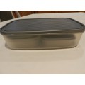 Plastic Rectangular storage container set. 10pce with grey lids. Make: Miss Molly Housewares.