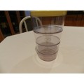 Plastic snack server with lid.  Set of 4x snack bowls that stack