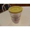 Plastic snack server with lid.  Set of 4x snack bowls that stack